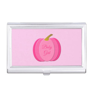 Pretty Pink Baby Girl Pumpkin Custom Business Card Case