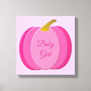 Pretty Pink Baby Girl Pumpkin Custom Canvas Print