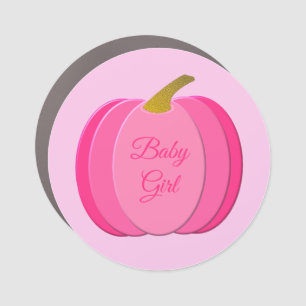 Pretty Pink Baby Girl Pumpkin Custom Car Magnet