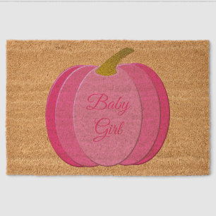 Pretty Pink Baby Girl Pumpkin Custom Fiber Doormat