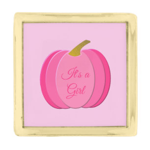 Pretty Pink Baby Girl Pumpkin Custom Gold Finish Lapel Pin