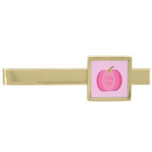 Pretty Pink Baby Girl Pumpkin Custom Gold Finish Tie Bar
