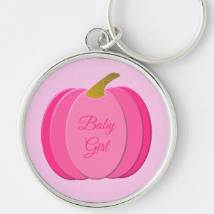 Pretty Pink Baby Girl Pumpkin Custom Keychain