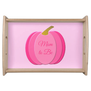 Pretty Pink Baby Girl Pumpkin Custom Mom to Be Serving Tray