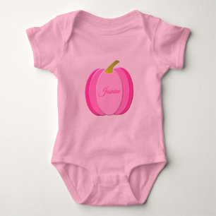 Pretty Pink Baby Girl Pumpkin Custom Name Bodysuit