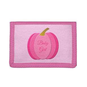 Pretty Pink Baby Girl Pumpkin Custom Trifold Wallet