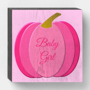 Pretty Pink Baby Girl Pumpkin Custom Wooden Box Sign