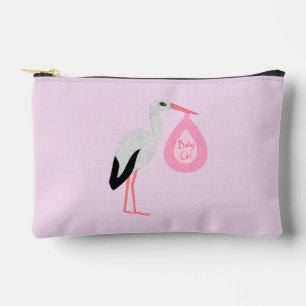 Pretty Pink Baby Girl Stork Accessory Pouch