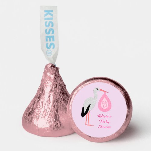 Pretty Pink Baby Girl Stork Custom Baby Shower Hersheys Kisses