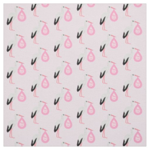 Pretty Pink Baby Girl Stork Fabric