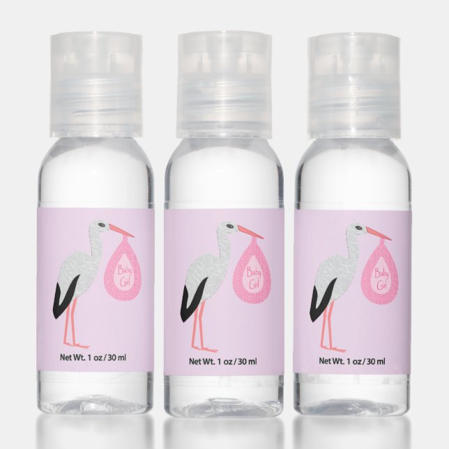 Pretty Pink Baby Girl Stork Hand Sanitizer (Set)