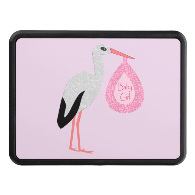 Pretty Pink Baby Girl Stork Hitch Cover (Front)