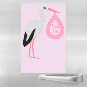 Pretty Pink Baby Girl Stork Magnetic Dry Erase Sheet