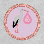 Pretty Pink Baby Girl Stork Patch at Zazzle