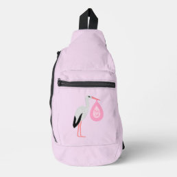 Pretty Pink Baby Girl Stork Sling Bag