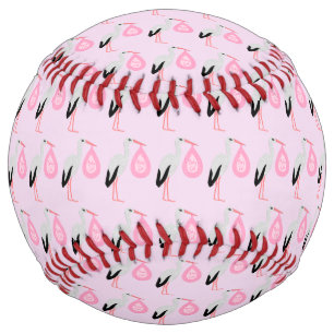 Pretty Pink Baby Girl Stork Softball