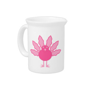 Pretty Pink Baby Girl Thanksgiving Turkey Beverage Pitcher