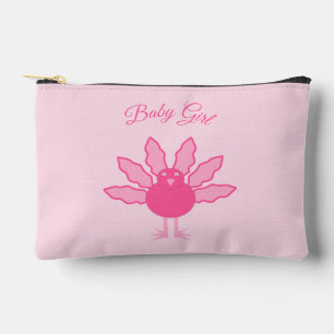 Pretty Pink Baby Girl Thanksgiving Turkey Custom Accessory Pouch