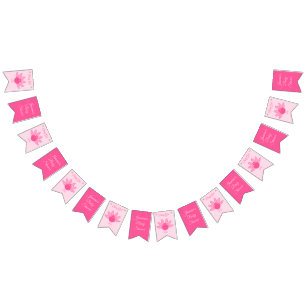 Pretty Pink Baby Girl Thanksgiving Turkey Custom Bunting Flags
