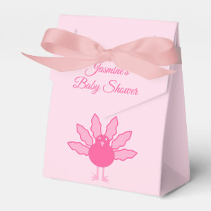 Pretty Pink Baby Girl Thanksgiving Turkey Custom Favor Boxes