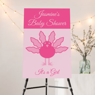 Pretty Pink Baby Girl Thanksgiving Turkey Custom Foam Board