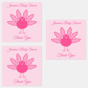 Pretty Pink Baby Girl Thanksgiving Turkey Custom Labels