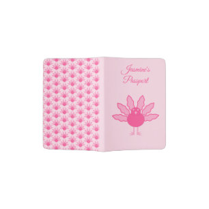 Pretty Pink Baby Girl Thanksgiving Turkey Custom Passport Holder