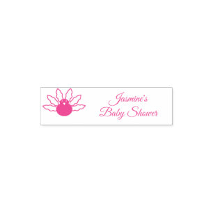 Pretty Pink Baby Girl Thanksgiving Turkey Custom Pocket Stamp