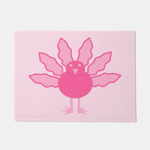 Pretty Pink Baby Girl Thanksgiving Turkey Doormat