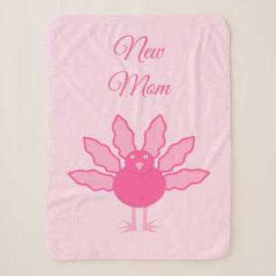 Pretty Pink Baby Girl Thanksgiving Turkey New Mom Sherpa Blanket
