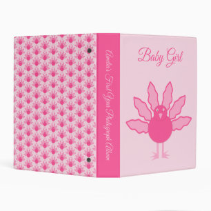 Pretty Pink Baby Girl Thanksgiving Turkey Photo Mini Binder