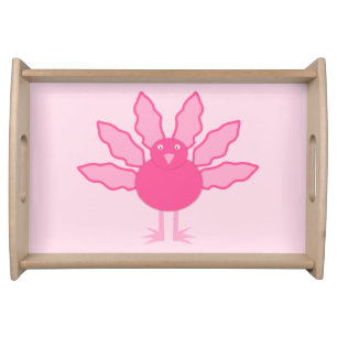 Pretty Pink Baby Girl Thanksgiving Turkey Serving Tray