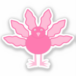 Pretty Pink Baby Girl Thanksgiving Turkey Sticker