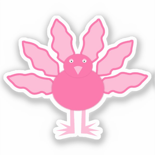 Pretty Pink Baby Girl Thanksgiving Turkey Sticker (Front)