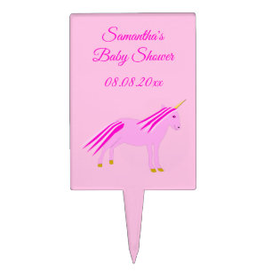 Pretty Pink Baby Girl Unicorn Baby Shower Custom Cake Topper
