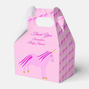 Pretty Pink Baby Girl Unicorn Baby Shower Custom Favor Boxes