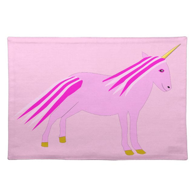 Pretty Pink Baby Girl Unicorn Cloth Placemat (Front)