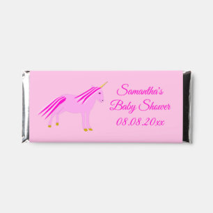 Pretty Pink Baby Girl Unicorn Custom Baby Shower Hershey Bar Favors