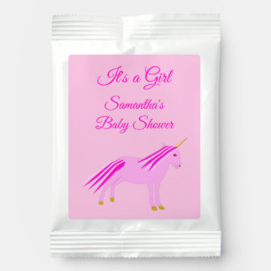 Pretty Pink Baby Girl Unicorn Custom Baby Shower Margarita Drink Mix