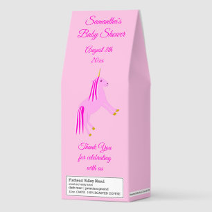 Pretty Pink Baby Girl Unicorn Custom Baby Shower Roasted Coffee