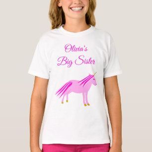 Pretty Pink Baby Girl Unicorn Custom Big Sister T-Shirt