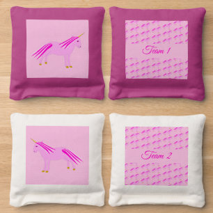 Pretty Pink Baby Girl Unicorn Custom Cornhole Bags