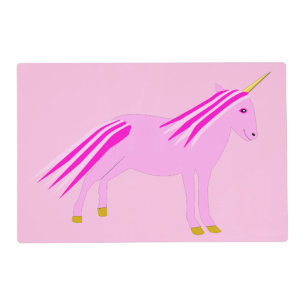Pretty Pink Baby Girl Unicorn Custom Name on back Placemat