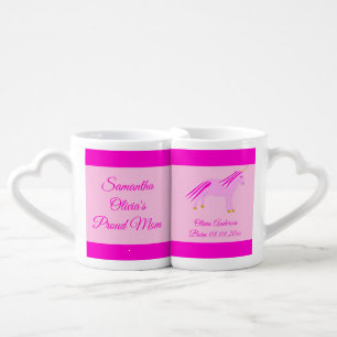 Pretty Pink Baby Girl Unicorn Custom New Parents Coffee Mug Set