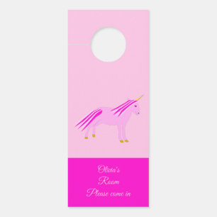 Pretty Pink Baby Girl Unicorn Custom Nursery Door Hanger