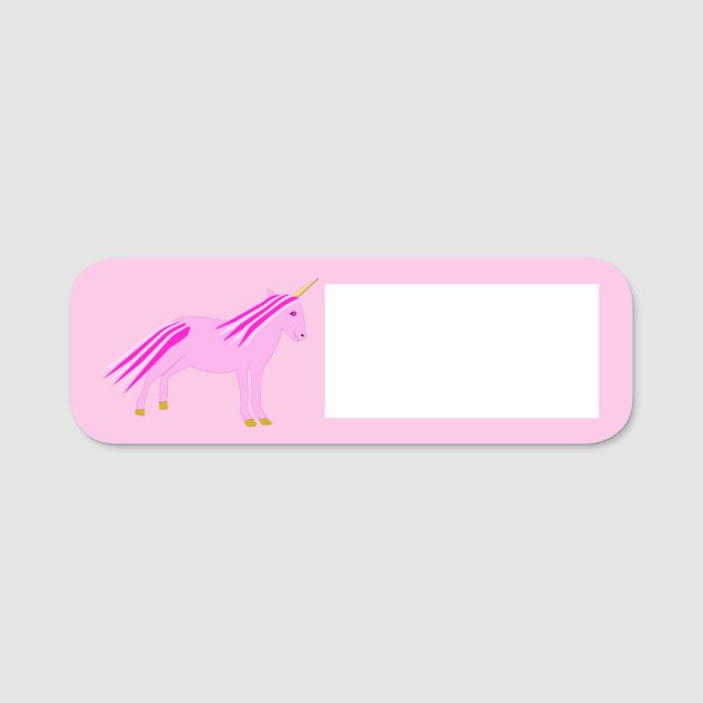 Pretty Pink Baby Girl Unicorn Name Tag (Front)