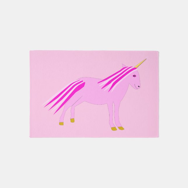 Pretty Pink Baby Girl Unicorn Nursery Rug (Front)