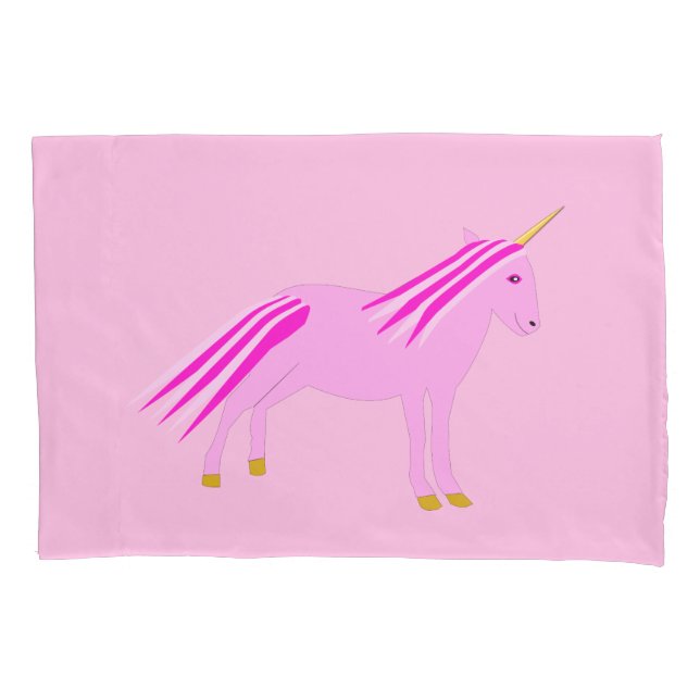 Pretty Pink Baby Girl Unicorn Patterned Pillow Case (Front)