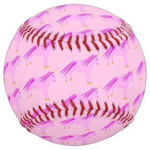 Pretty Pink Baby Girl Unicorn Patterned Softball