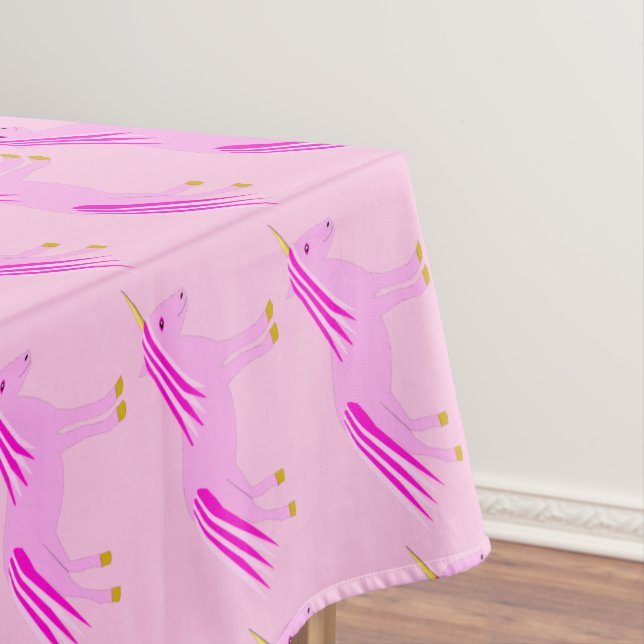 Pretty Pink Baby Girl Unicorn Patterned Tablecloth (In Situ)